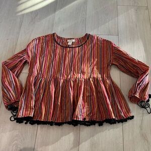 Amaryllis Striped Metallic Weave Top Size S